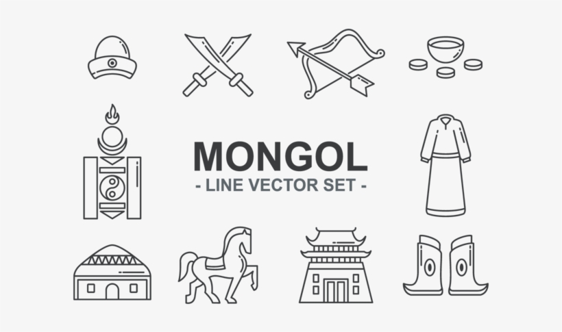Mongol Icons Vector - Line Art, transparent png download