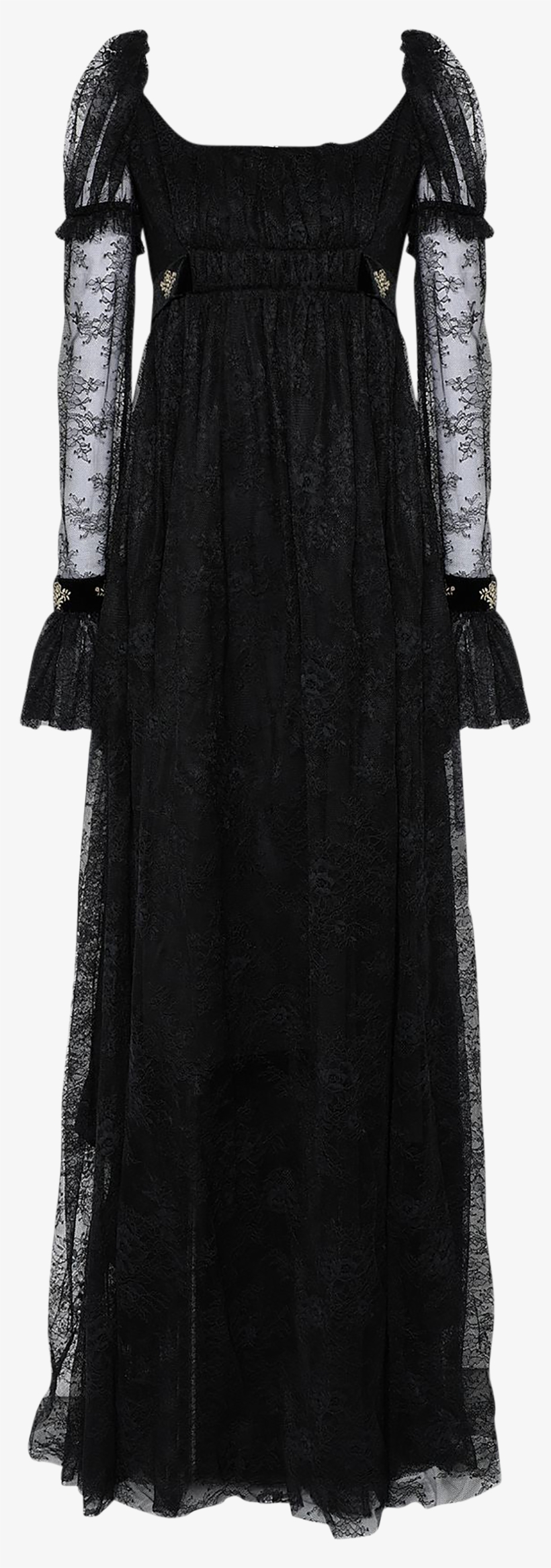 Long Lace Dress With Velvet Inserts - Gown, transparent png download