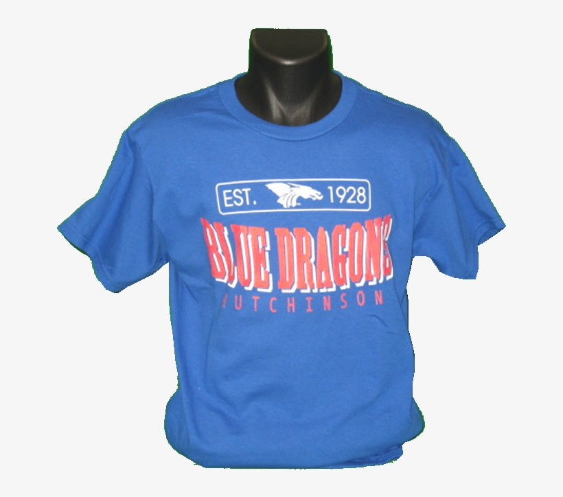 100% Cotton Royal Tee Blue Dragons Stamped In Red On - Active Shirt, transparent png download