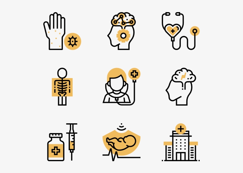 Medical - Icons White And Yellow, transparent png download
