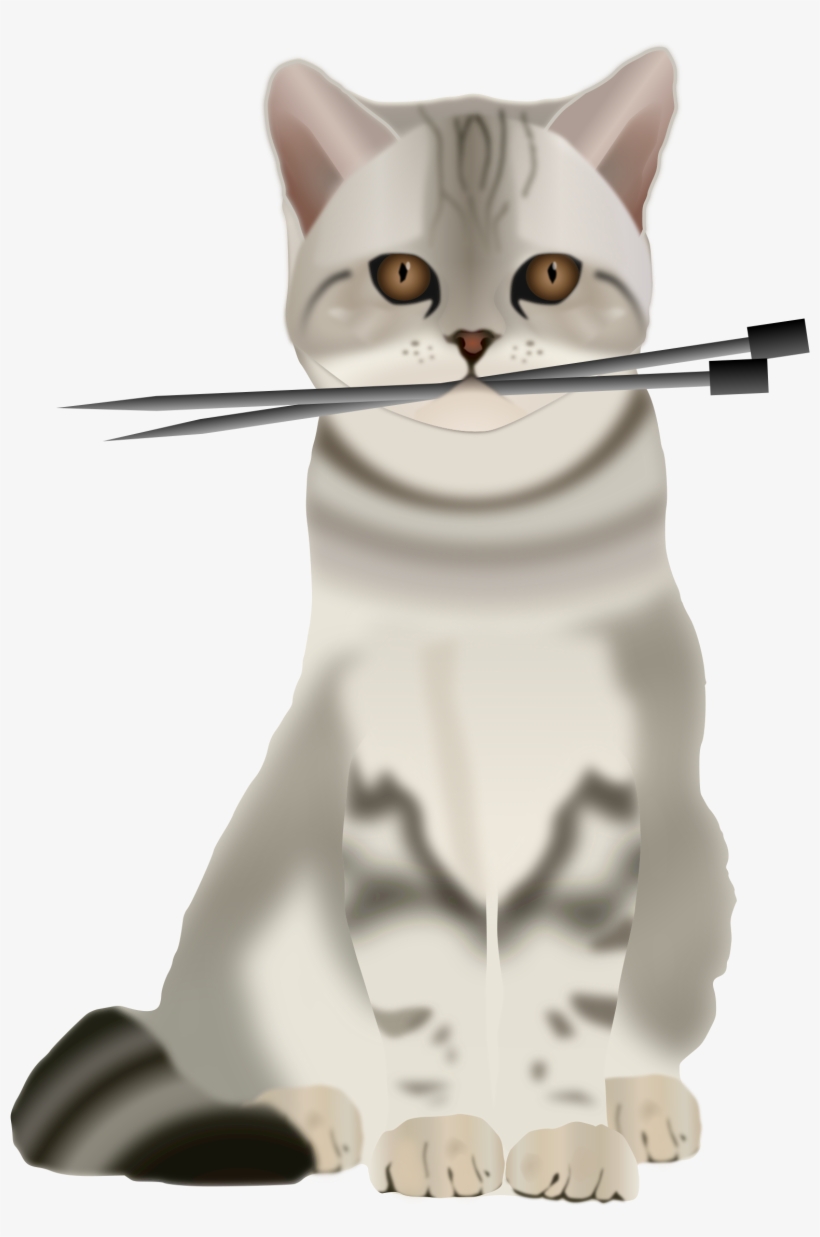 This Free Icons Png Design Of Cat With Knitting Needles, transparent png download