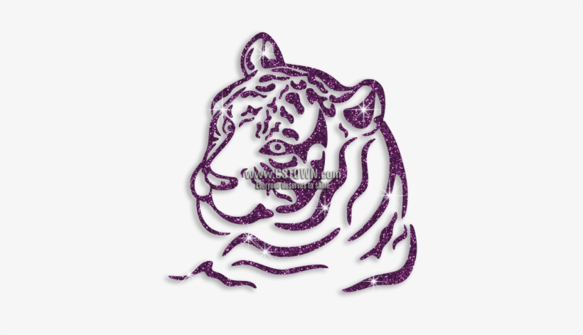 Cute Purple Tiger Head Glitter Iron On Transfer - Tattoo, transparent png download