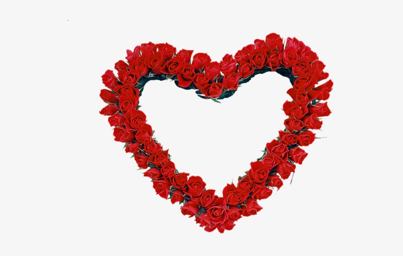 Red Heart Roses Transparent Frame - Rose Heart Frame Png, transparent png download