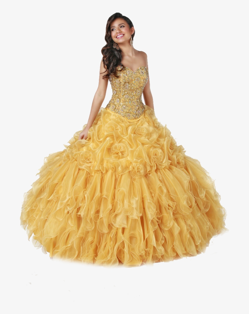 Gown Clipart Yellow Dress - Quinceanera Dresses Disney, transparent png download