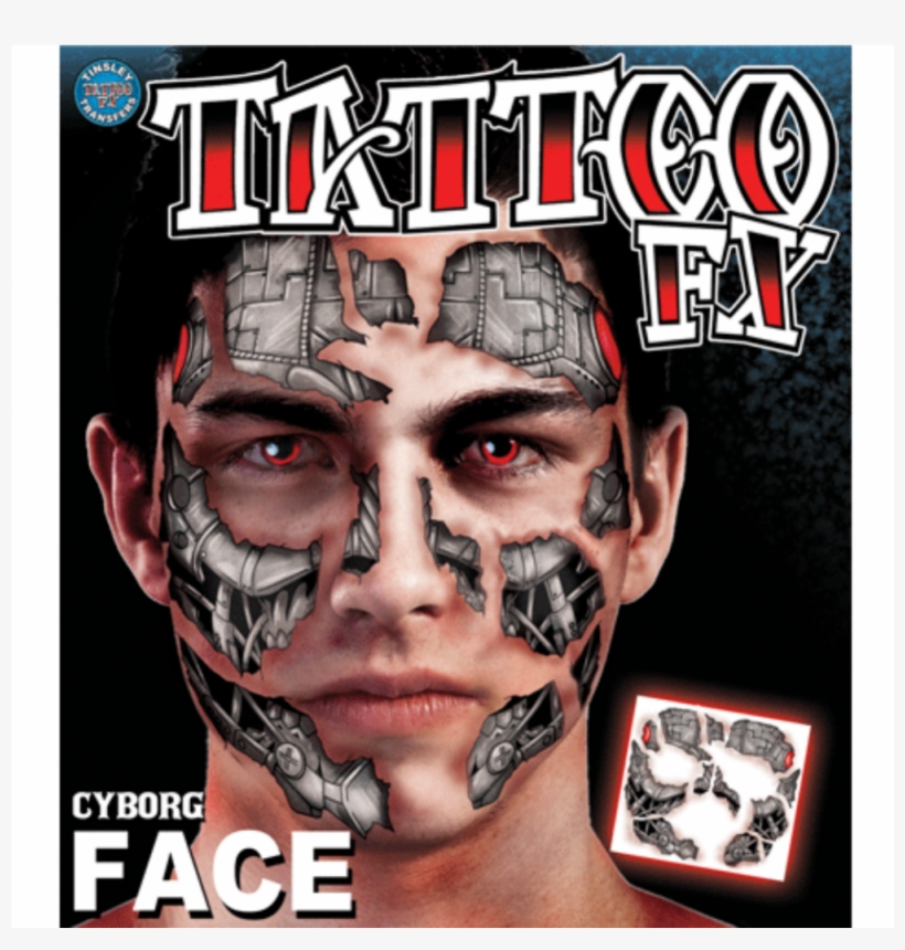 Cyborg Face Temporary Tattoo - Tinsley Transfers Cyborg Face Temporary Tattoo Fx Face, transparent png download