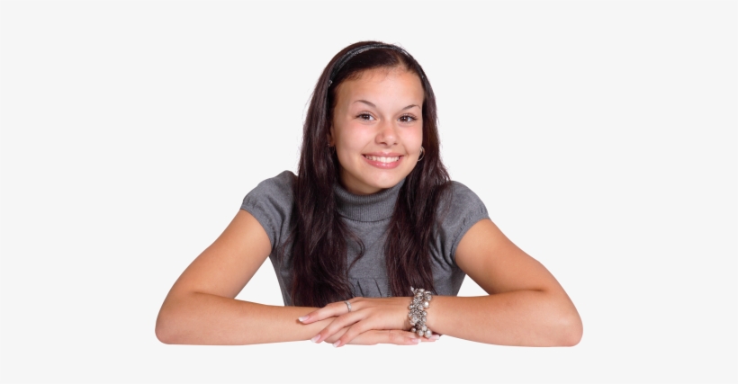 Young Attractive Woman Sitting At The Desk Png Image - Young Girl Png, transparent png download