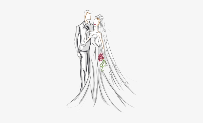 New Life Wedding Photography - Bride And Groom Sketch, transparent png download