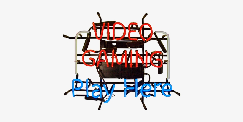 Neon Sign "video Gaming, Play Here", transparent png download