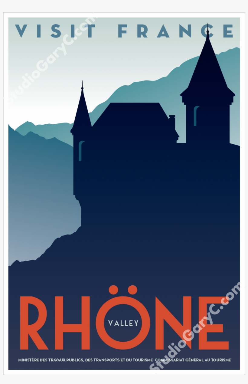 Art Deco Rhone Valley Travel Poster - Art Deco, transparent png download