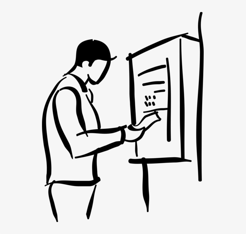 Vector Illustration Of Worker With Time Clock, Clock, transparent png download