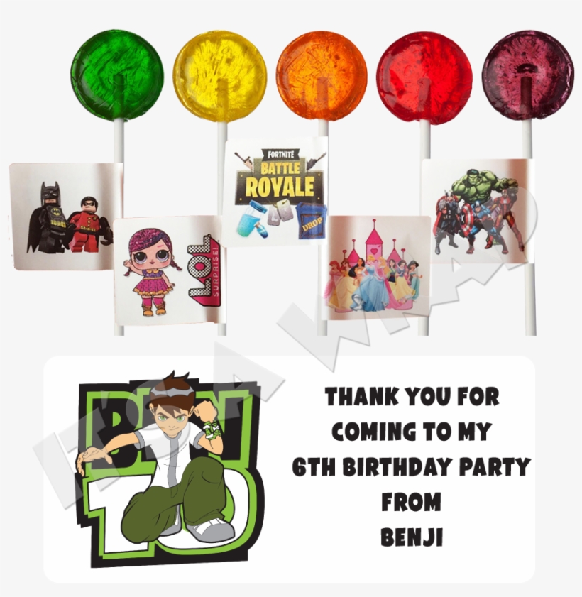 Ben 10 Lollipop Stick Labels - Lollipop Candy, transparent png download