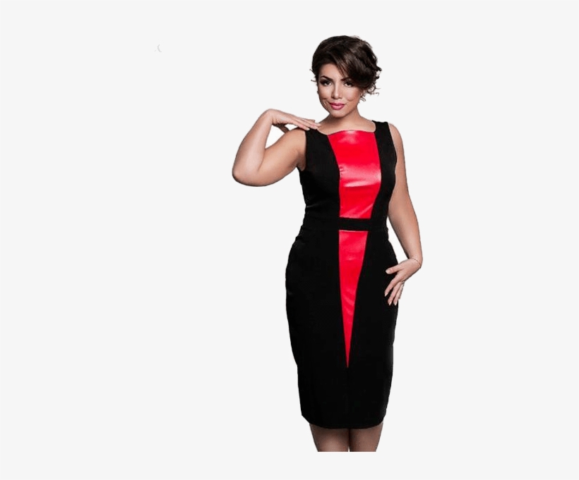 Women Patchwork Dress Plus Size O-neck Sleeveless Sexy - Transparent Plus Size Woman Png, transparent png download