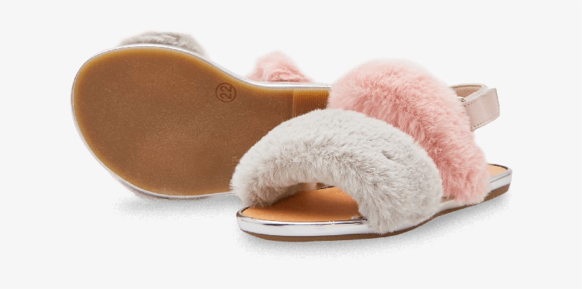 Pink & Gray Furry Sandals - Slide Sandal, transparent png download