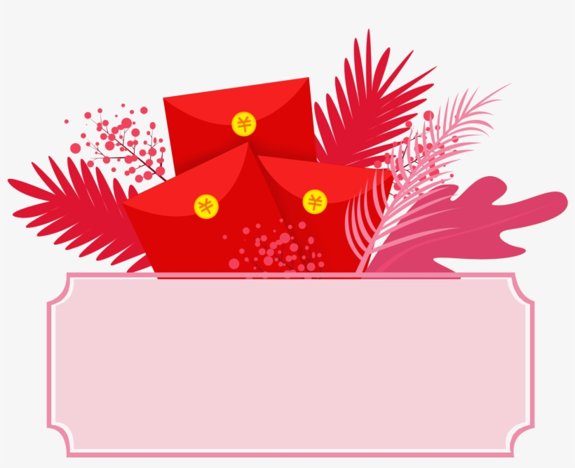 Red Envelope Border Floral Png And Psd - Illustration, transparent png download