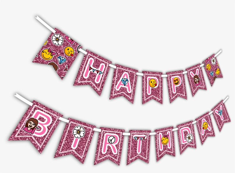 Girl Pink Glitter Emoji "happy Birthday" Party Banner - Cheers To 30 Years Banner, transparent png download