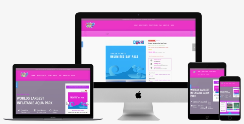 Imac Macbook Pro Ipad Mini And Iphone Mockup Over A - Web Design, transparent png download