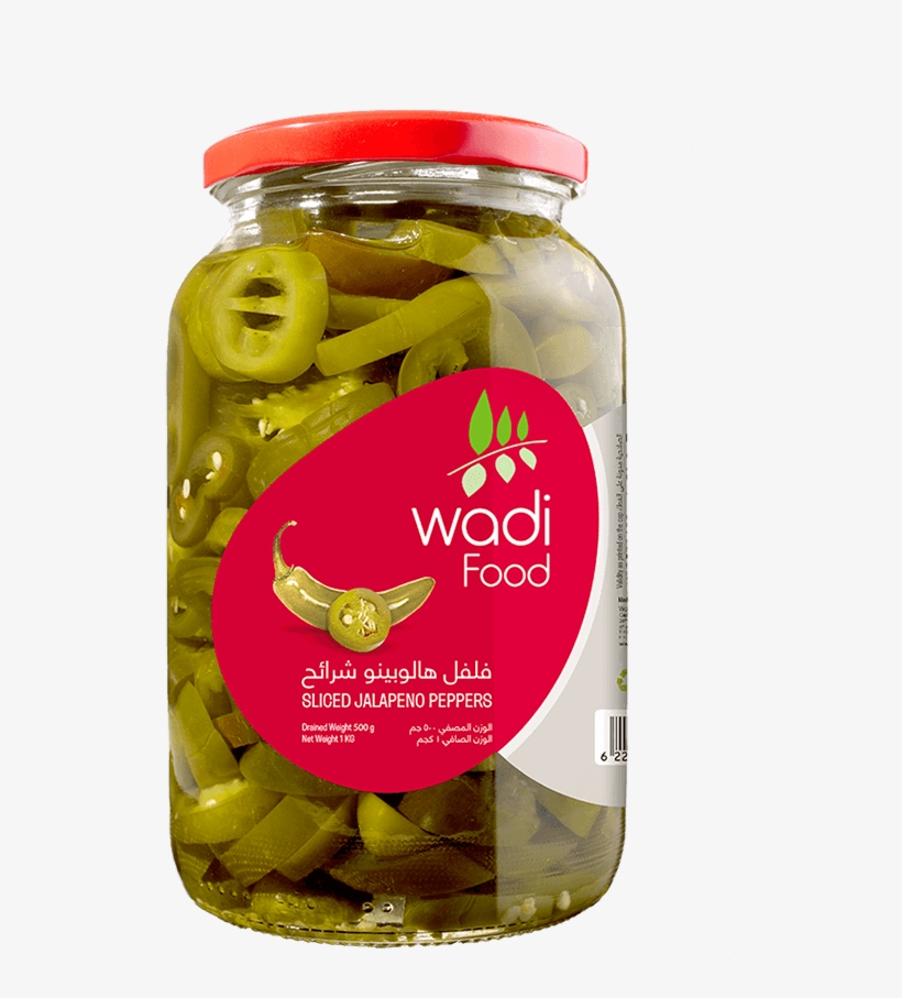 Sliced Jalapeno Peppers 1kg Jar - Wadi Food, transparent png download