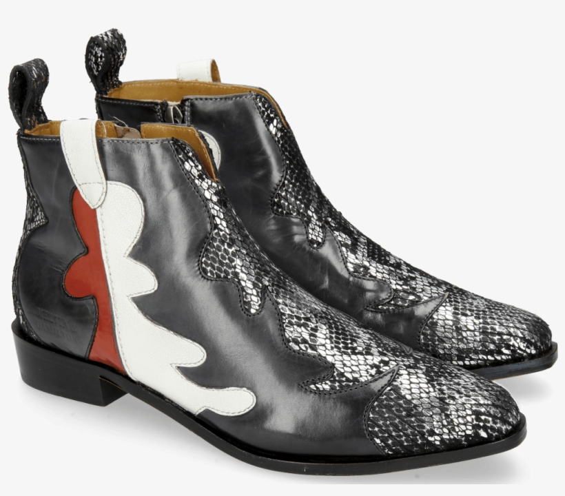 Ankle Boots Marlin 7 Snake Silver Black London Fog - Chelsea Boot, transparent png download