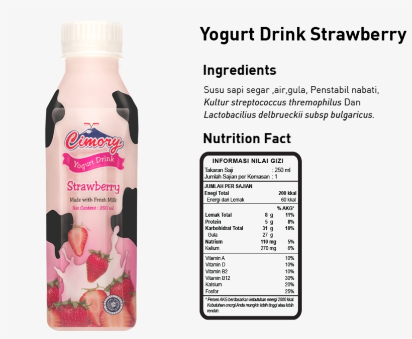Cimory - Cimory Yogurt Drink Strawberry, transparent png download