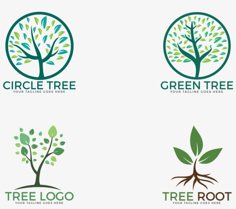 Set Of Tree Logos - Illustration, transparent png download