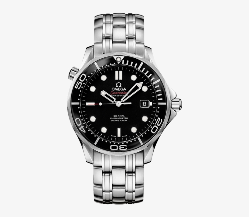 Omega Seamaster Diver 300m Co-axial Watch - Tag Heuer Silver Black Watch, transparent png download