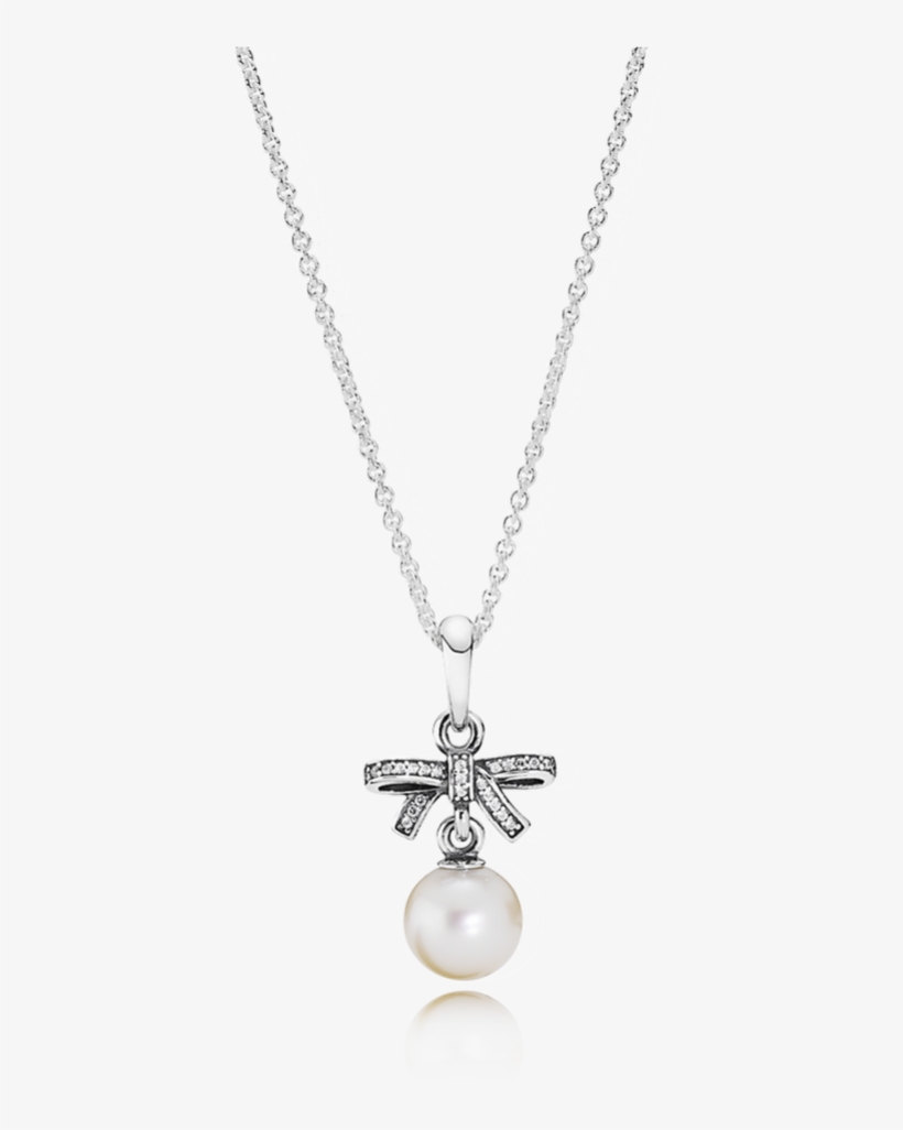 Pandora Delicate Sentiments Pendant Necklace,white - Bow And Pearl Necklace Pandora, transparent png download