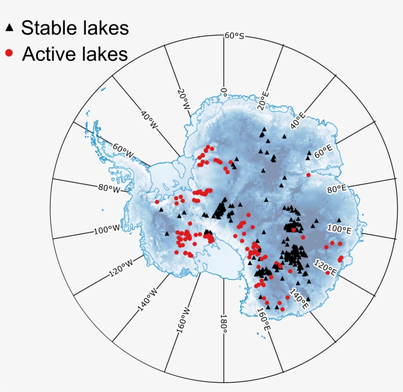 Map Of Subglacial Lake Locations And Ice Thickness - Circle, transparent png download