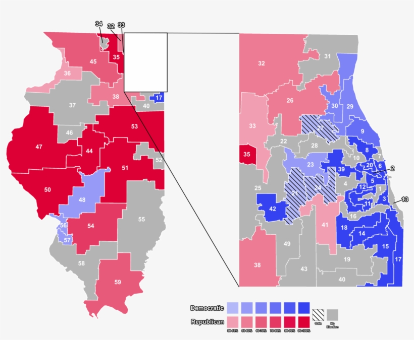 2018 Illinois Senate Election - Map, transparent png download