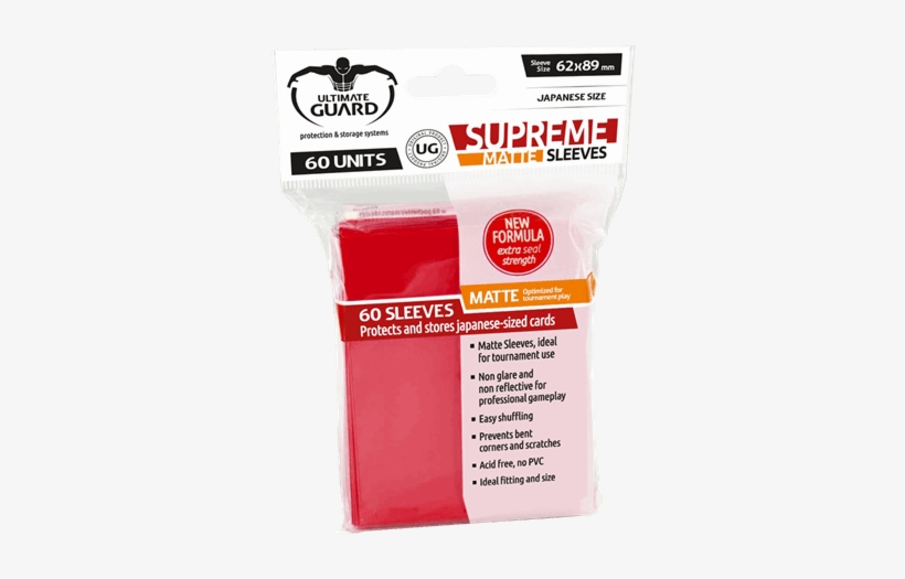 Supreme Sleeves Japanese Size Matte Red - Ultimate Guard Sleeves Matte, transparent png download
