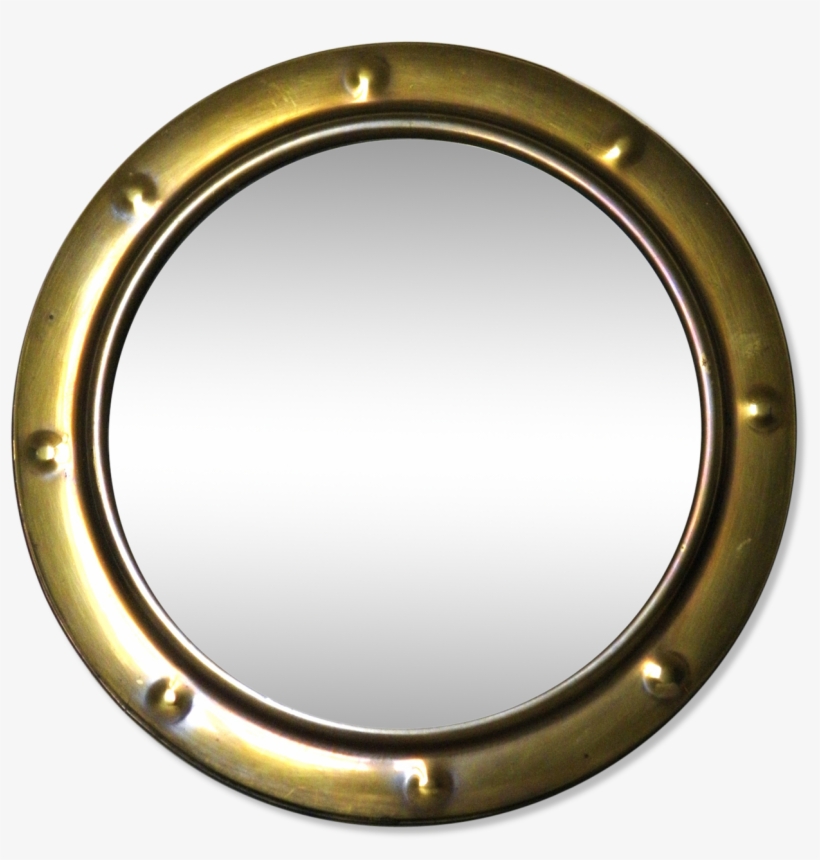 Curved Glass Mirror And Brass Porthole 39x39cm - Circle, transparent png download
