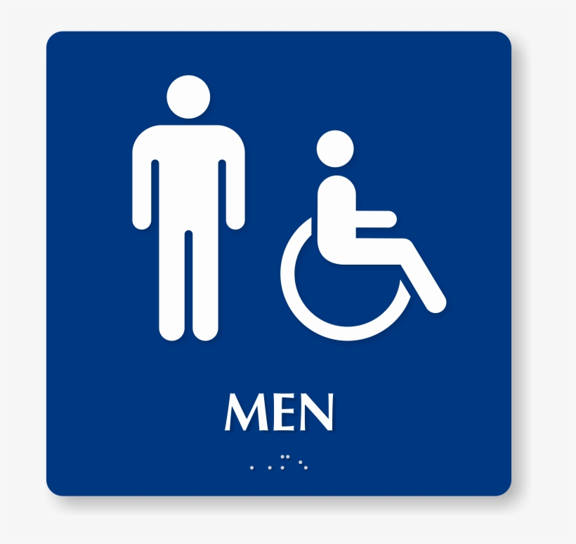 Men And Handicap Pictogram Braille Restroom Sign - All Gender Washroom Sign, transparent png download