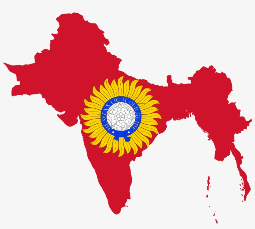Flag Map Of British India - India Size And Location, transparent png download