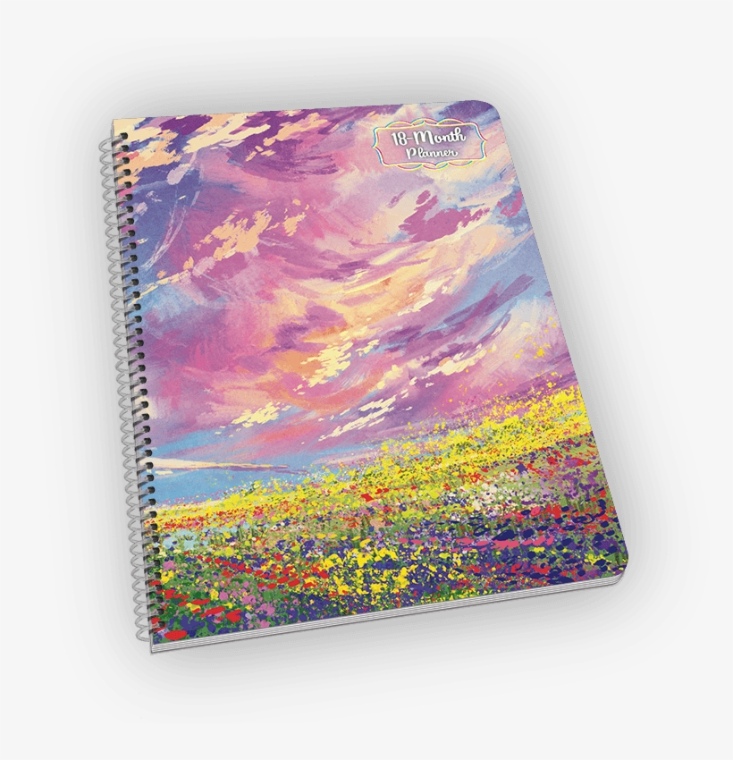 Spiral-bound Notebook With Flowers And Sky Painting - Painting, transparent png download