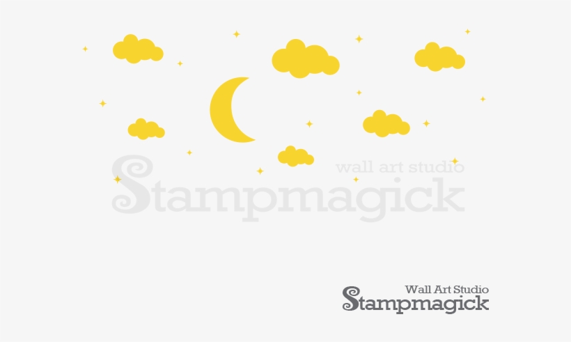 Moon & Clouds Night Wall Decal For Nursery, K215 Stampmagick - Illustration, transparent png download