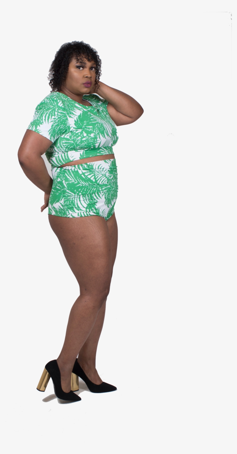 High Waist Bikini Bottoms In Green Leaves, transparent png download