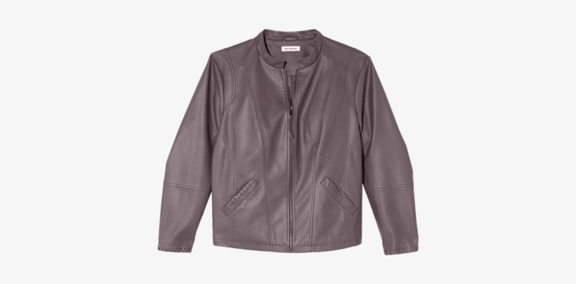 Tiber Faux Leather Jacket With Whip Stitch - Leather Jacket, transparent png download