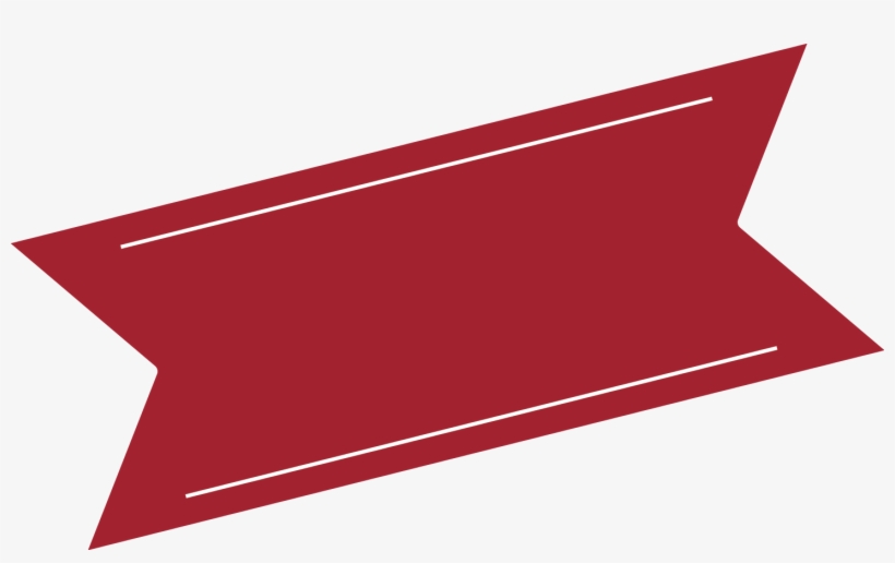 Red Diagonal Banner White Line With Wedge End, transparent png download