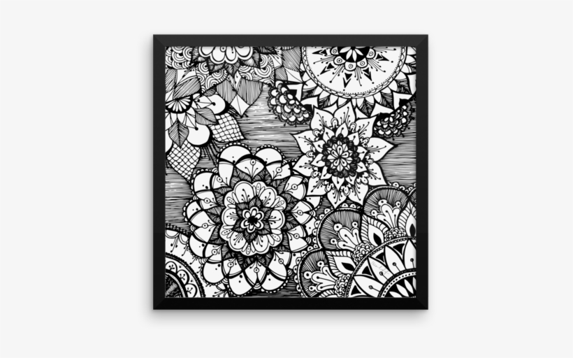 Framed Poster Flower Pattern - Mandala Flowers, transparent png download
