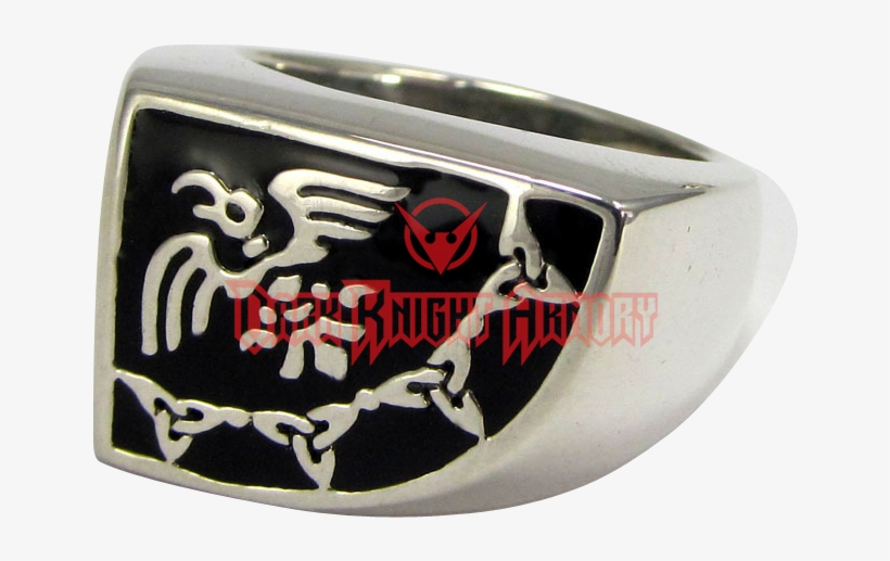 Sterling Silver Raven Banner Ring - Skull, transparent png download