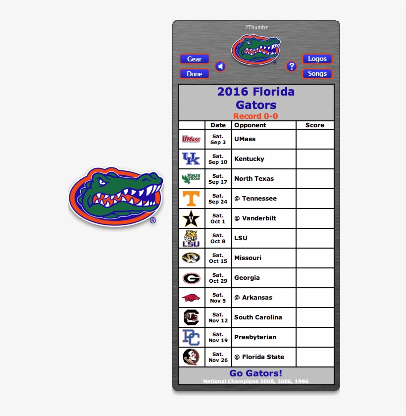 Get Your 2016 Florida Gators Football Schedule Mac - Gator Football Schedule 2018, transparent png download