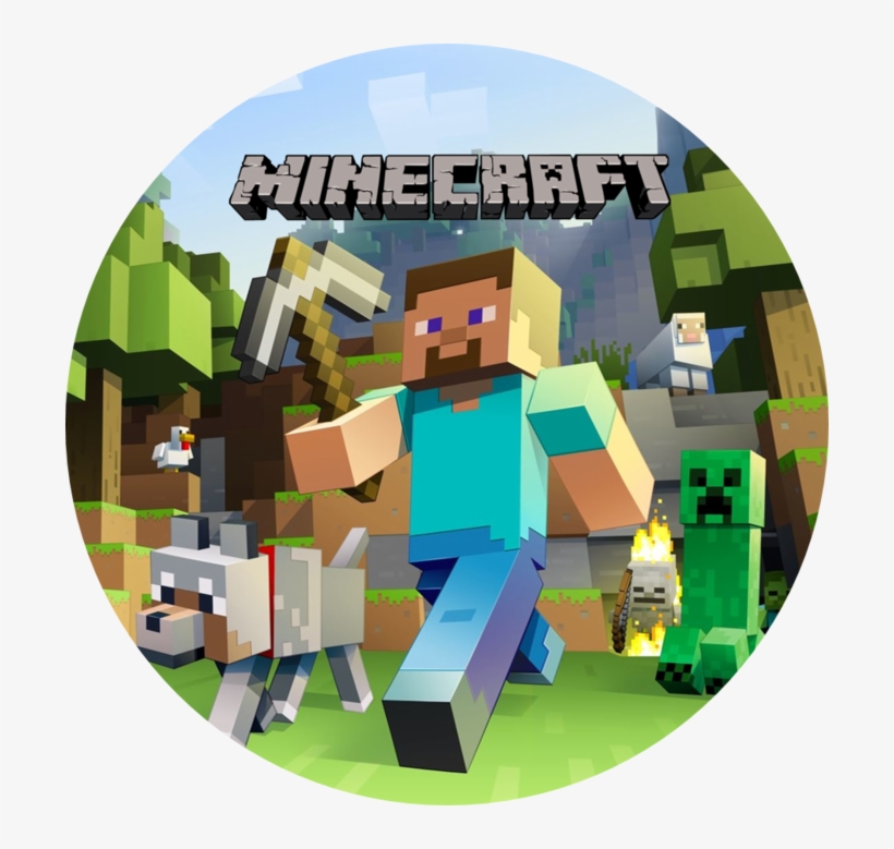 Minecraft Edible Icing Personalized Circle Cake Topper Transparent PNG