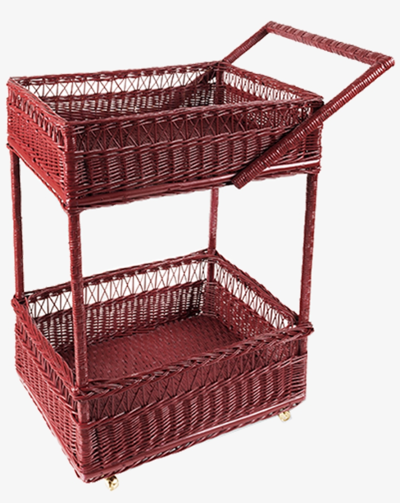 Wicker Bar Cart - Storage Basket, transparent png download