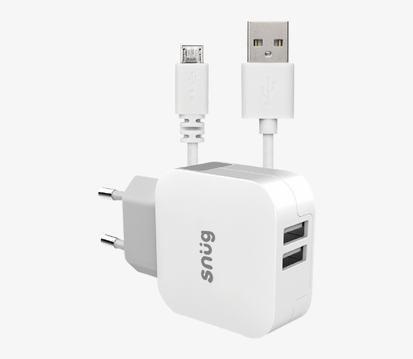 Picture Of Snug 2 Port Usb Home Charger With Micro - Usb Cable, transparent png download