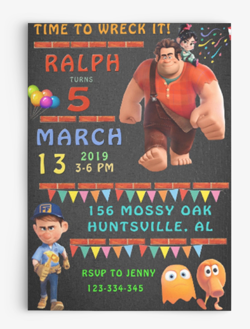 Wreck It Ralph Birthday Party Invitation - Poster, transparent png download