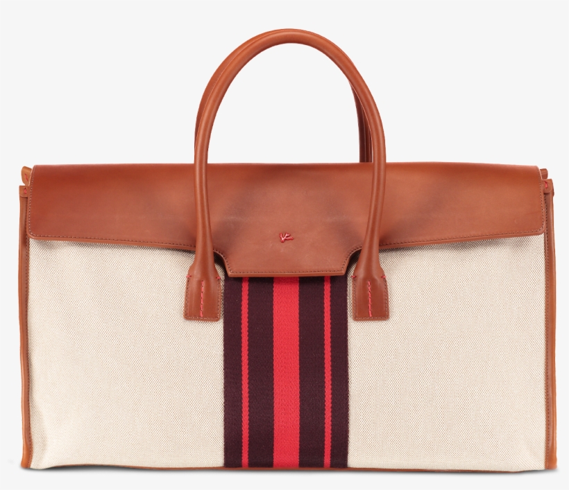 Canvas Overnight Bag With Red Stripe - Birkin Bag, transparent png download