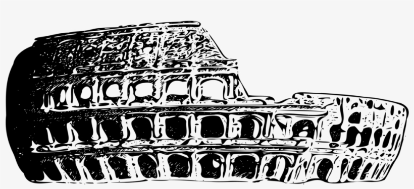 Colosseum Black And White Monochrome Photography - Monochrome, transparent png download