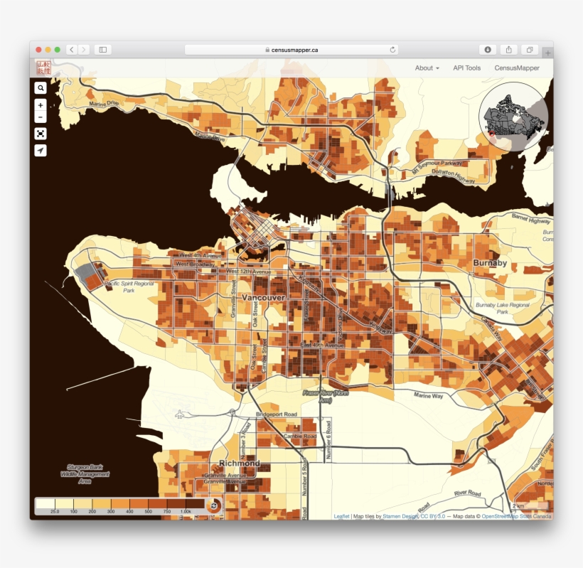 In 2015 Censusmapper Got Launched Onto The National - Census Population Density Map Vancouver 2017, transparent png download