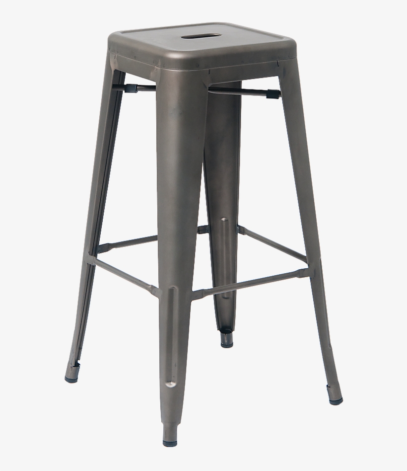 Indoor Backless Steel Barstool In Gun Color Coating - Silla De Bar Tolix, transparent png download