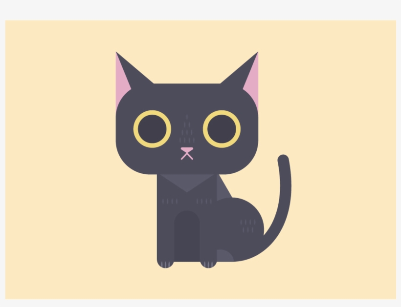 Png Black And White Stock Cats Vector Illustrator - Square Cat Cartoon, transparent png download