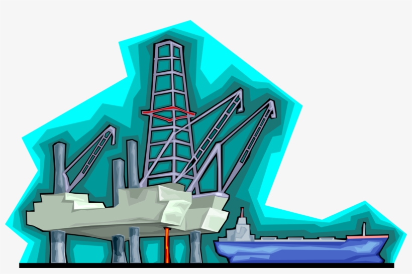 Vector Illustration Of Offshore Petroleum Fossil Fuel - Illustration, transparent png download